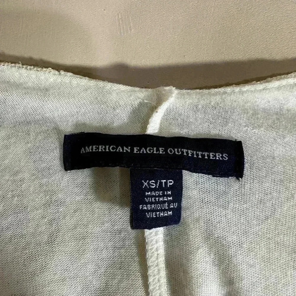 American Eagle Outfitters Ivory Lace 3/4 Sleeve V-Neck Babydoll Blouse - Picture 9 of 12